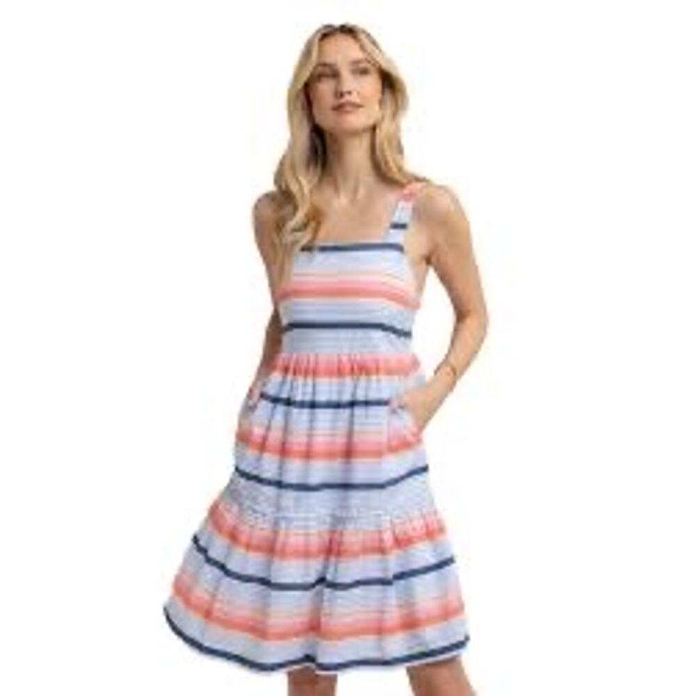 Southern Tide Ws Linsey Set Sail Stripe Dress Conch Shell Size S